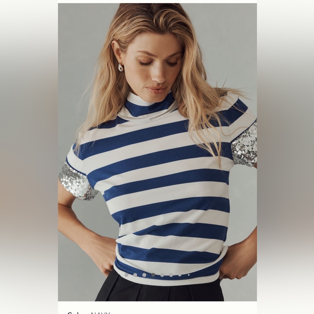 Maeve Turtleneck Sequin Tee
